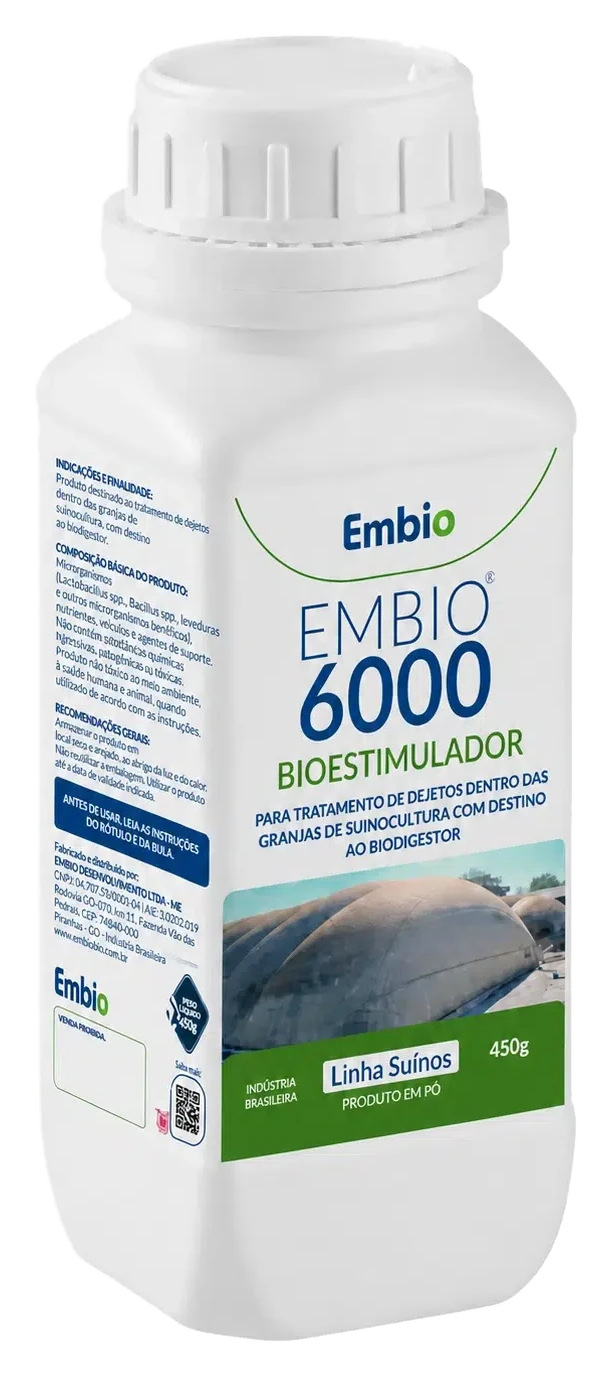 Frasco oficial do Embio 6000, linha suínos, 450g, produto em pó